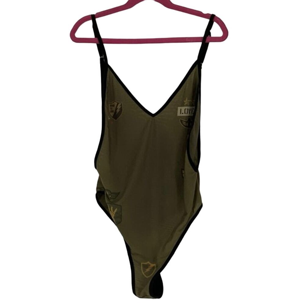 Chaser Women's M Dark Olive Lieutenant Love One-Piece Swimsuit Bathing Suit N2-5